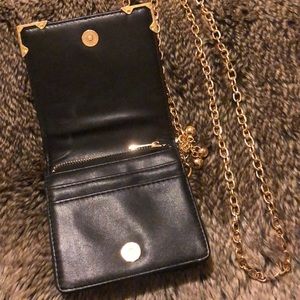 Black Gold Crossbody Wallet Tiny Purse